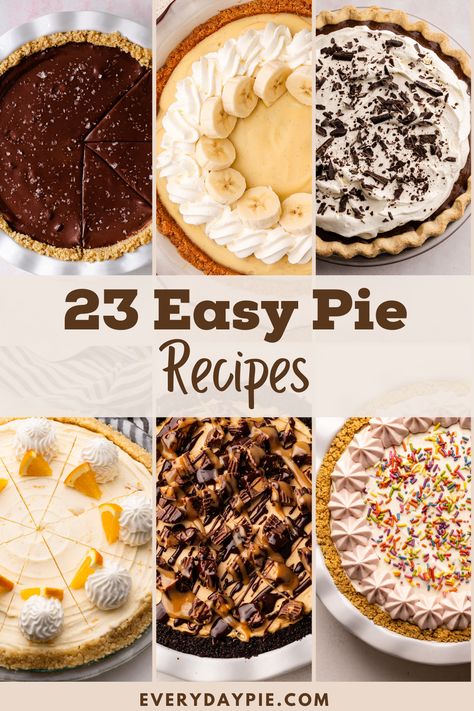 Cake And Pie Recipes, Famous Pie Recipes, One Crust Pies Easy, Baked Pies Recipes, Pie Dish Recipes, Desert Pies Recipes, Southern Pies Recipes, Different Types Of Pies, Pies To Make