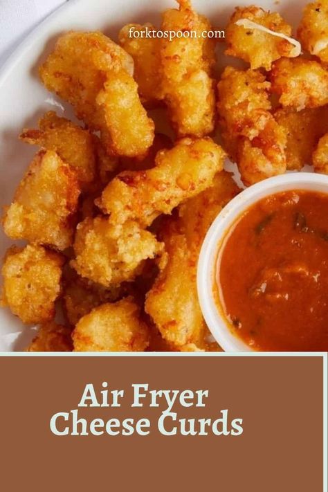 Breaded Cheese Curds, Fried Cheese Curds Air Fryer, Cheese Curds Recipe Air Fryer, Air Fried Cheese Curds, Cheese Curds Air Fryer, Baked Cheese Curds, Air Fryer Cheese Curds, Homemade Cheese Curds, Cheese Curds Recipe