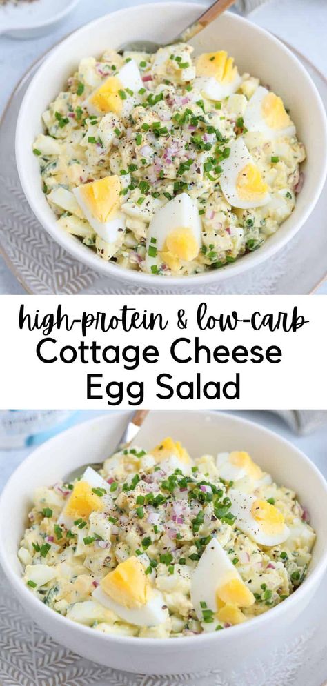 Cottage Cheese Egg Salad, Cottage Cheese Recipes Healthy, Cottage Cheese Eggs, Protein Lunch, Healthy High Protein Meals, Cottage Cheese Recipes, Bariatric Recipes, High Protein Snacks, Egg Salad