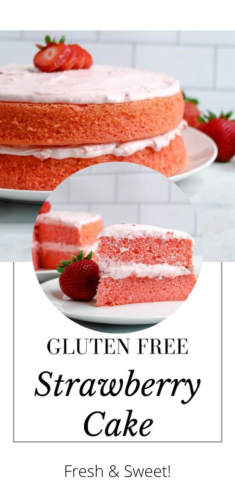 Gluten Free Strawberry Cake, Strawberry Gluten Free, Strawberry Cake Mix Cookies, Gf Cake, Easy Cakes To Make, Gluten Free Cake Recipe, Gluten Free Flour Mix, Cookie Platter, Strawberry Cake Mix