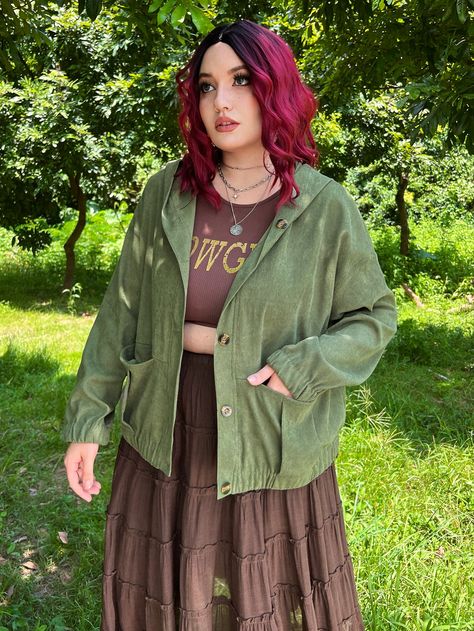 Corduroy Jacket Outfit Aesthetic, Green Army Jacket Outfit, Green Corduroy Jacket Outfit, Militar Aesthetic, Corduroy Jacket Outfit, Jacket Outfit Aesthetic, Earthy Outfits Aesthetic, Outfit Verde, Grunge Plus Size