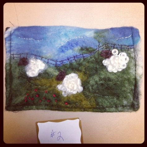 Teresa Perleberg (@prairieshepherd) • Instagram photos and videos Sheep Landscape, 2d Felting, Felting Pictures, Painting With Wool, Felted Pictures, Felt Painting, Wool Painting, Wool Felt Projects, Colorful Mountains