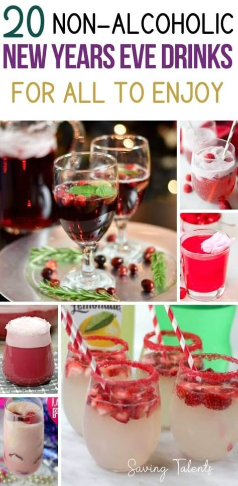 New Years Mixed Drinks, Non Alcoholic Drinks New Years, New Years Eve Drink Ideas, New Years Eve Drink, Strawberry Mocktail Recipe, Non Alcoholic Drink Recipes, Nye Drinks, Punch Recipes For Kids, Sherbet Punch Recipes