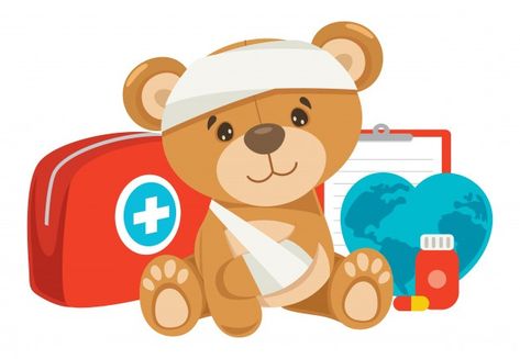 First Aid Pictures, First Aid Kid, Medicine Pictures, Nurse Drawing, Kindergarten Drawing, First Aid For Kids, Lazy Animals, Nurse Party, Baby Boy Shower Party