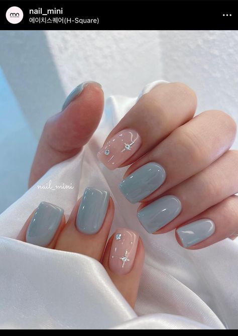 Nails January, Unghie Nail Art, Light Blue Nails, Baby Blue Nails, Nagel Tips, Smink Inspiration, Coffin Press On Nails, Her Nails, Popular Nails