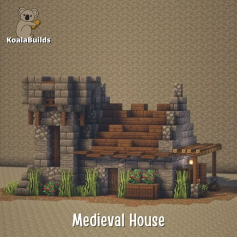 Survival Mc House, Minecraft Fortified Village, Furnace Building Minecraft, Villager Area Minecraft, Hardcore Minecraft Base, Minecraft Starter House Medieval, Medieval Minecraft Builds Easy, Minecraft Miners House, Old House Minecraft