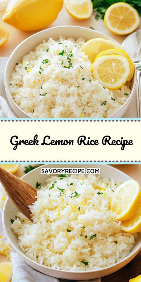 Seeking a simple yet delicious addition to your Mediterranean spread? The Greek Lemon Rice Recipe brings a delightful tang and aroma that enhances any dish. Be sure to save this recipe to your collection of Mediterranean Dinner Ideas for a tasty, memorable dining experience anytime! Mediterranean Dinner Ideas, Lemon Rice Recipe, Greek Rice, Greek Lemon Rice, Mediterranean Dinner, Savory Recipe, Lemon Rice, Lemon Herb, Rice Recipe