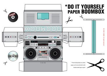 PAPER BOOMBOX by Elena Kazi, via Behance Stranger Things Party, 80s Theme Party, Adult Party Themes, Paper Toys Template, Paper Doll House, Dollhouse Printables, Boom Box, Miniature Printables, Paper Doll Template