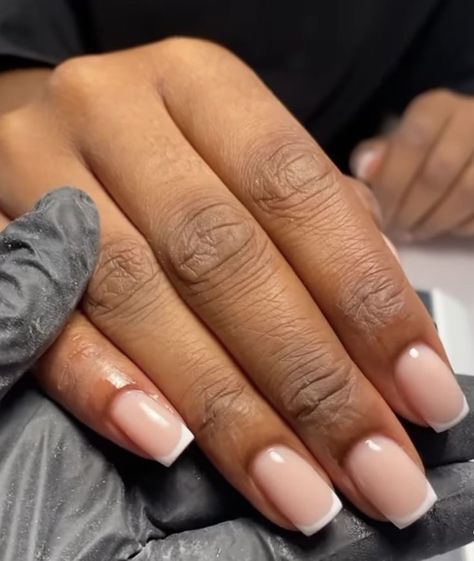 Simple Classy Nails Black Woman, Messy French Tip Nails, Square Oval Short Nails, Short Natural Nails Black Women, Gel Polish On Natural Nails Black Women, Natural Nail Black Women, Short Classy Nails Black Women, Gel Nails On Black Women, Manicure Ideas For Short Nails Natural Black Women