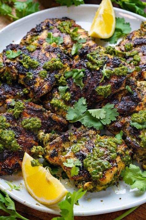 Grilled Chermoula Chicken Chermoula Chicken, Chermoula Sauce, African Chicken, Healthy Delicious Dinner, Gourmet Chicken, Chicken Dance, Easy Grilled Chicken, Chicken Main Dishes, African Recipes