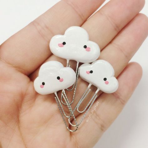 Cute Polymer Clay Ideas Kawaii, Cute Polymer Clay Kawaii, Things To Make From Clay, Cloud Mushroom, Fimo Kawaii, Clay Kawaii, Kawaii Cloud, Diy Fimo, Polymer Clay Kawaii