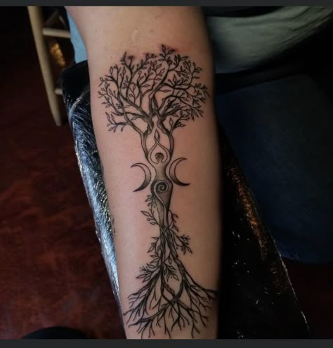 Wicca Tattoo, Pagan Tattoo, Wiccan Tattoos, Mother Nature Tattoos, Mystical Tattoos, Wrist Tattoo Ideas, Pretty Tattoos For Women, Tree Of Life Tattoo, Spiritual Tattoos