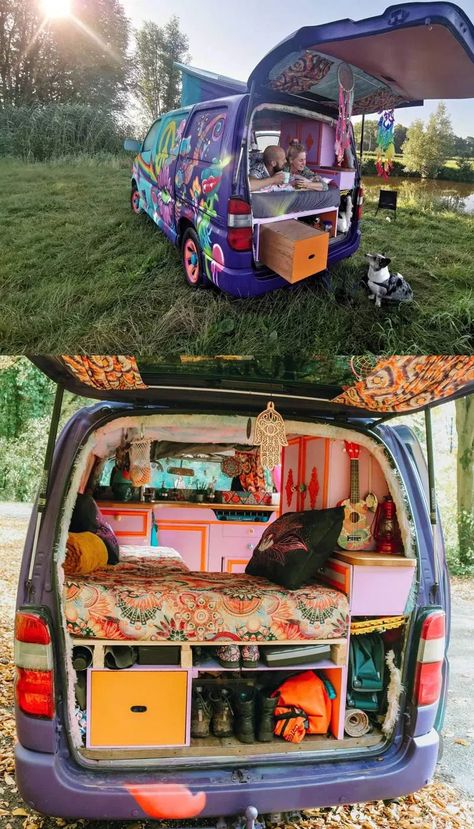 Combi Hippie, Hiace Camper, Minivan Camper, Kangoo Camper, Minivan Camper Conversion, Minivan Camping, Micro Camper, Campervan Life, Build A Camper Van