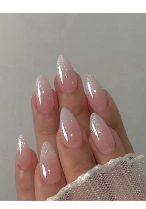 Ballerina Nails Shape, Nails Medium Almond, Pink Press On Nails, Nails Press Ons, Natural Gel Nails, Medium Almond, Ombre Pink, Colorful Nails, Almond Shape Nails