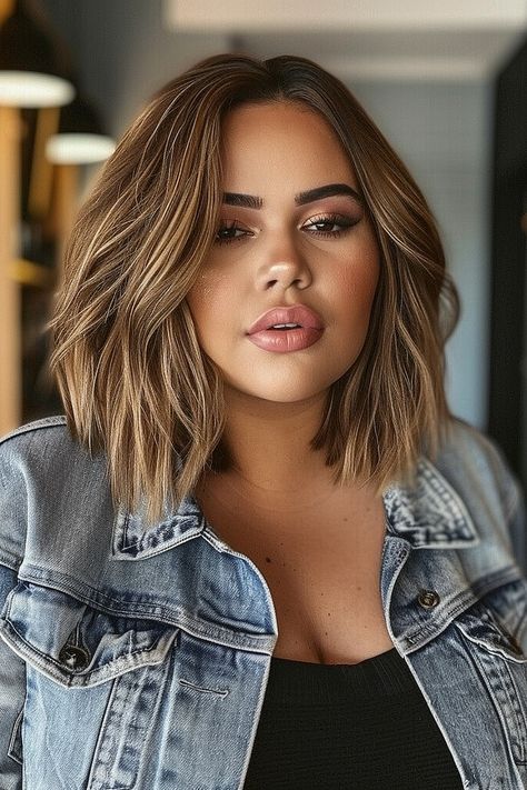 25 Stunning Long Haircuts Perfect for Plus Sized Women Long Bob Haircuts For Women Round Face, Round Face Lob With Bangs, Curvy Bob Haircut, Fall Hair For Plus Size Women, Cool Mom Haircut Long Bobs, Fine Hair Cuts Medium Length, Best Haircut For Big Nose, Round Face Haircuts Plus Size, Over The Shoulder Haircut With Layers