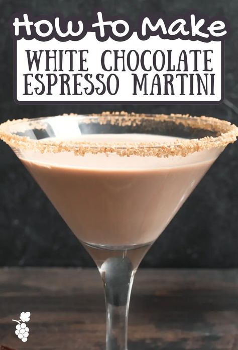 White Chocolate Espresso Martini White Chocolate Espresso Martini, White Chocolate Martini Recipe, Chocolate Espresso Martini Recipe, White Chocolate Espresso, Alc Drinks, Chocolate Espresso Martini, Rumchata Drinks, White Chocolate Martini, Espresso Martini Ingredients