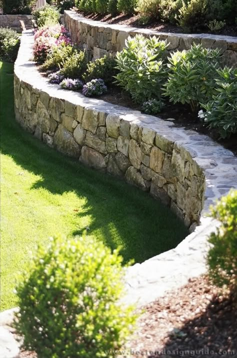 Leone Landscape and Construction Retaining Wall Ideas, Landscaping A Slope, Backyard Layout, Pathway Landscaping, Front Gardens, Sloped Backyard, Landscaping Retaining Walls, Front Yard Design, Garden Types