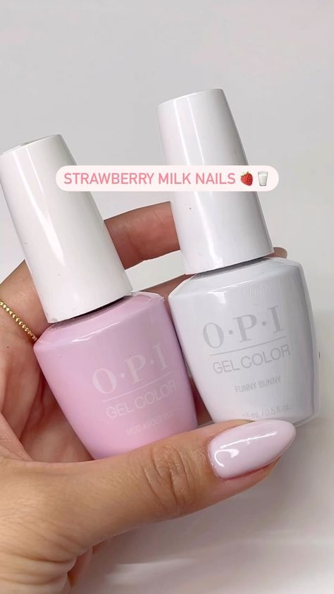 Instagram Opi Funny Bunny Pedicure, Opi Funny Bunny Gel Nails, Essie Marshmallow Vs Opi Funny Bunny, Mod About You Opi Gel, Funny Bunny Opi, Opi My Studio’s On Spring, Strawberry Milk, Funny Bunnies, Gel Color