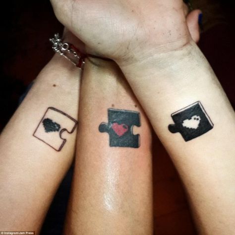 3 Friend Tattoos, 3 Best Friend Tattoos, Jigsaw Tattoo, Puzzle Tattoo, Group Tattoos, Matching Bff Tattoos, Puzzle Tattoos, Matching Friend Tattoos, Matching Best Friend Tattoos