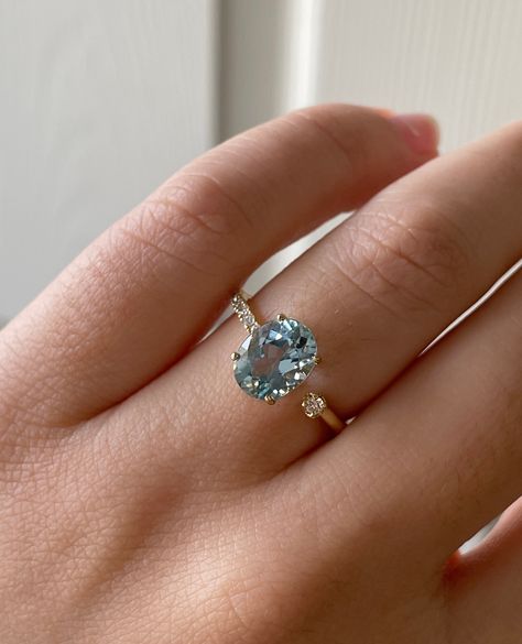 Aquamarine Stone Engagement Ring, Oval Cut Aquamarine Engagement Ring, Unique Engagement Rings Aquamarine, Aqua Marine Wedding Ring, Aquamarine Ring Oval, Aquamarine Sapphire Ring, Aquamarine Crystal Ring, Engagement Rings With Aquamarine, Aqua Marine Jewelry