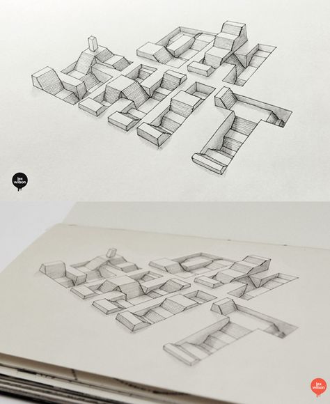 Illusion Typography, Lex Wilson, 3d Optical Illusions, Optical Illusion, Various Artists, Optical Illusions, Typography, Illustrations, Art