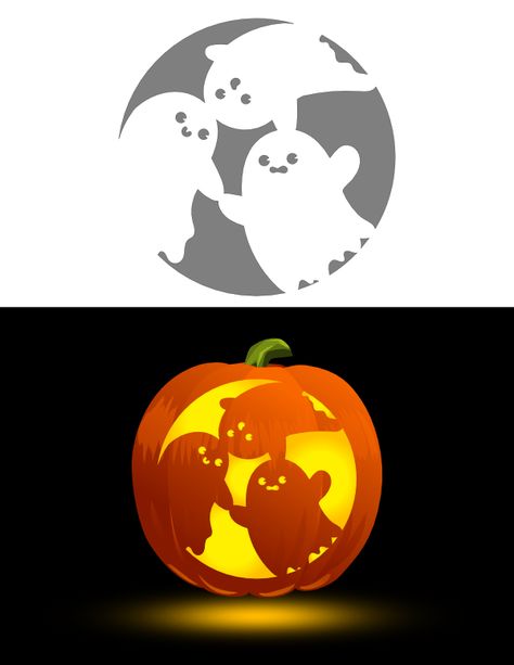 Cute Easy Halloween Pumpkin Carvings, Carved Pumpkin Stencils, Fun Jackolantern Ideas, Easy Cool Pumpkin Carving, Shrek Pumpkin Carving Stencil, Cute Ghost Pumpkin Stencil, Art Pumpkin Carving, Pumpkin Carving Ideas Pattern, Cute Spooky Pumpkin Carving Ideas