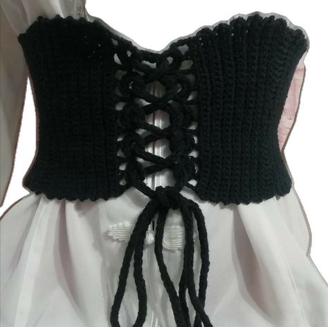 Alt Crochet, Crochet Belts, Belt Crochet, Gothic Crochet, 40s Mode, Crochet Corset, Mode Crochet, Plus Size Corset, Mesh Tops