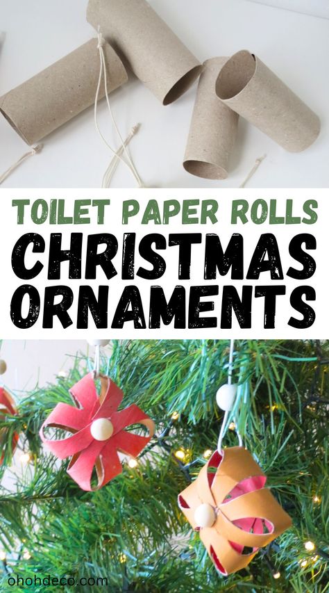 How to Make Toilet Paper Roll Ornaments Diy Christmas Ornaments Toilet Paper Roll, Christmas Ornaments Toilet Paper Rolls, Toilet Paper Roll Holiday Crafts, Toilet Paper Roll Christmas Tree Ornaments, Toilet Paper Roll Ornaments For Kids, Toilet Paper Christmas Ornaments, Ornaments Kids Can Make Easy, Toilet Paper Roll Christmas Decorations, Christmas Craft With Toilet Paper Rolls