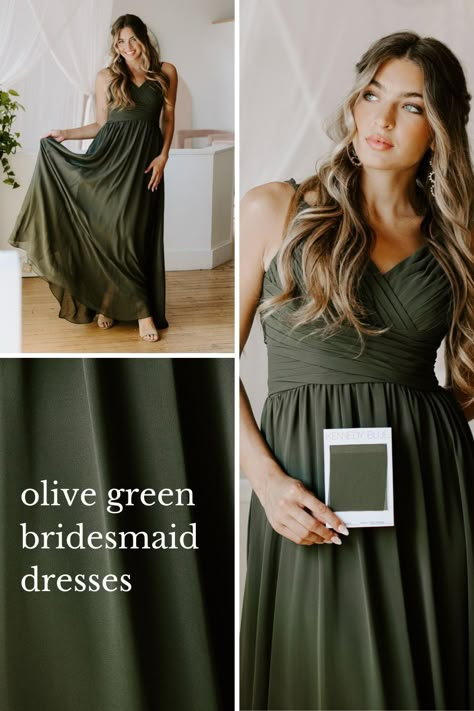 Green Wedding Scheme, Moss Bridesmaid Dress, Olive Green Bridesmaid, Olive Bridesmaid Dresses, Olive Green Wedding, Olive Green Bridesmaid Dresses, Wedding Seasons, Olive Green Weddings, Olive Wedding