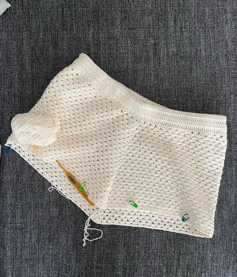 Made these last year but wasn’t completely happy with the fit so now I’m redoing the waistband and legs🌞🌞 #crochet #summercrochet #crochetshorts #crochetersofinstagram #crochetsummer Knit Shorts Pattern, Crochet Tutorial Pattern, Crochet Aesthetic, Shorts Pattern, Crochet Short, Short A, Crochet Shorts, Crochet Inspo, Love Crochet