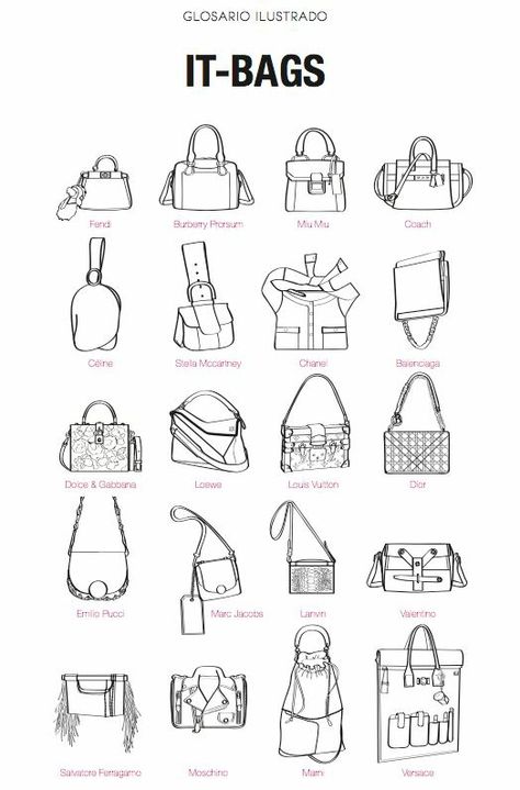 Drawing Bags, Health Infographic, Fashion Infographic, Types Of Handbags, Bag Illustration, Fashion Figure Drawing, Fashion Illustrations Techniques, Fashion Drawing Sketches, Fashion Drawing Tutorial