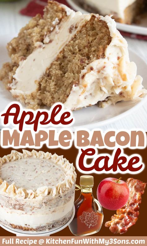 Maple Bacon Cake, Homemade Spice Cake, Bacon Cake, Maple Cake, No Bake Cheesecake Filling, Apple Maple, Cheesecake Filling, Bake Cheesecake, Fall Cakes