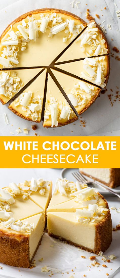 White Chocolate Cheesecake Mousse, White Chocolate Caramel Cheesecake, Baked Cheesecake Flavours, Custard Cheesecake Recipes, Take 5 Cheesecake, Cheesecake Recipes White Chocolate, Boston Cream Cheesecake Recipes, White Chocolate Lemon Cheesecake, White Chocolate Cheesecake Recipes Easy