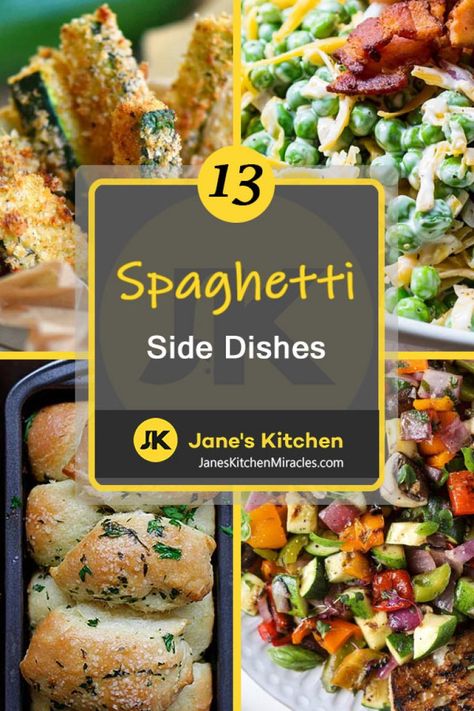 Picking side dishes for Spaghetti can be fun and provide a rich and fulfilling dinner. Check out this list of sides, and we promise you'll be full...and happy. #sidedish #sidedishes #sidedishrecipes #spaghetti #spaghettisidedishes #spaghetti recipes #recipes #spaghettiappetizers #spaghettisides #spaghettisidedishes #spaghettidessert Meat Side Dishes Dinners, Spaghetti Dinner Sides Dishes, Spaghetti Recipes With Vegetables, What Goes With Spaghetti Dinners, What Goes Good With Spaghetti, Side For Spaghetti Dinner, Spaghetti Meals Sides, Sides With Spaghetti Meals, Spaghetti Lunch Ideas