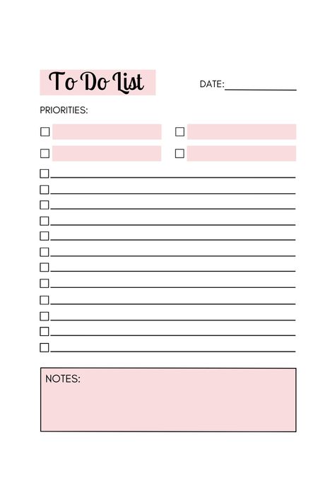 To Do List Digital Template, Pink To Do List Template, To Do List Pink Aesthetic, Task List Aesthetic, To Do List Aesthetic Study, Homemaker Binder, Todo List Printable, Todo List Aesthetic, Pink To Do List