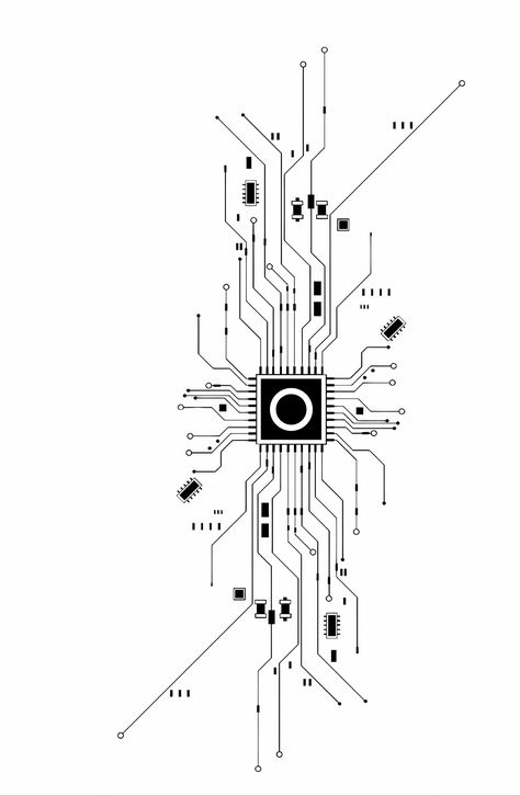 Computer Chip Tattoo, Circuit Tattoo Design, Tech Tattoo Ideas, Circuit Wallpaper, Circuit Illustration, Computer Tattoo, Circuit Tattoo, Circuit Drawing, Runner Tattoo