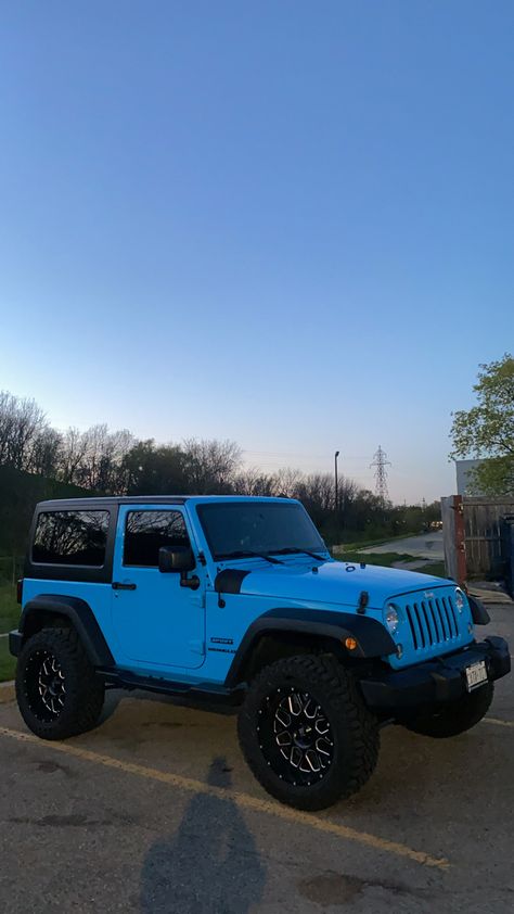 Blue Jeep Wrangler Aesthetic, Light Blue Jeep, Jeep Rims, Blue Jeep Wrangler, Jeep Wrangler Interior, 2 Door Jeep, Yellow Jeep, Jeep Baby, Dream Whip