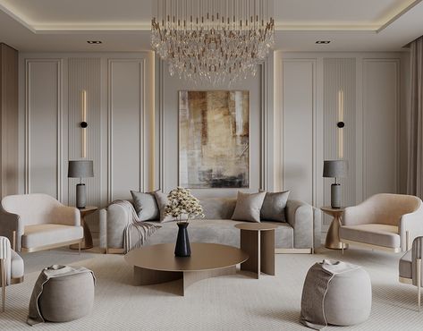 living room design :: Behance Neoclassic Living Room, Classic Interior Design Living Room, Formal Living Room Decor, Classical Living Room, Modern Classic Living Room, Classical Interior Design, Living Room Classic, Entrance Decoration, Classical Interior