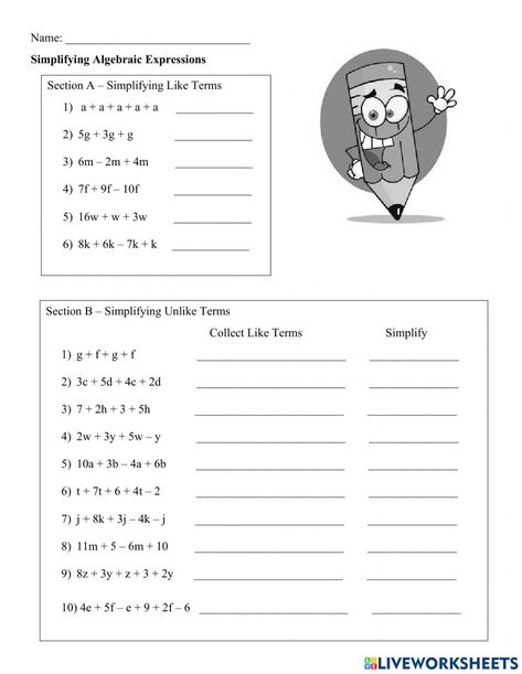 Simplify Algebraic Expressions, Algebraic Expressions Activities, Algebraic Expressions Worksheet, Translating Algebraic Expressions, Simplify Expressions, Kids Quiz Questions, 9th Grade Math, Equivalent Expressions, Simplifying Algebraic Expressions