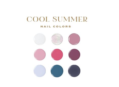 Cool Summer Palette Nails, Cool Summer Color Palette Nails, Cool Summer Nail Colors, True Summer Nail Colors, Best Nail Polish Colors, Cool Summer Palette, Colour Season, Nail Polish Colors Summer, Summer Nail Polish