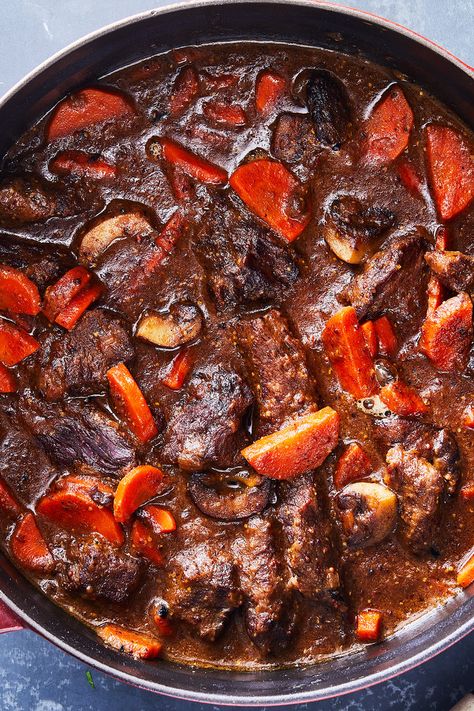 Dijon and Cognac Beef Stew Salt Pork, Nyt Cooking, Soup And Stew, Beef Stew Recipe, Beef Dishes, Beef Stew, Stew Recipes, Meat Dishes, Tortellini