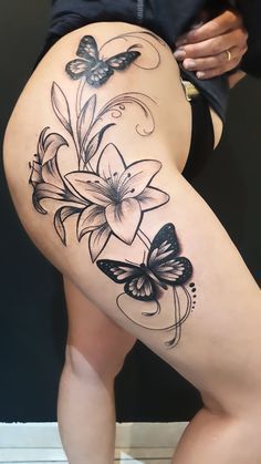 You know what's worse than having a messed up tattoo design on your skin forever? Getting called out about that epic fail online. Thigh Tats For Women Butterfly, Female Leg Tattoos Thigh Piece, Hip Thigh Tattoos, Hip Tattoos, Tattoos For Women Flowers, Hip Tattoos Women, Leg Tattoos Women, Dope Tattoos For Women, Thigh Tattoos Women