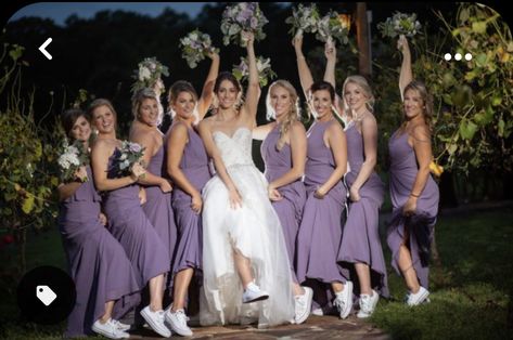 Bridesmaids In Converse, Wedding Converse Bridesmaids, Converse Bridesmaid, Bridesmaid Converse, Dusty Purple Bridesmaid Dresses, Photography Bridesmaids, Converse Wedding, Bridesmaids Shoes, Shoes Bridesmaid