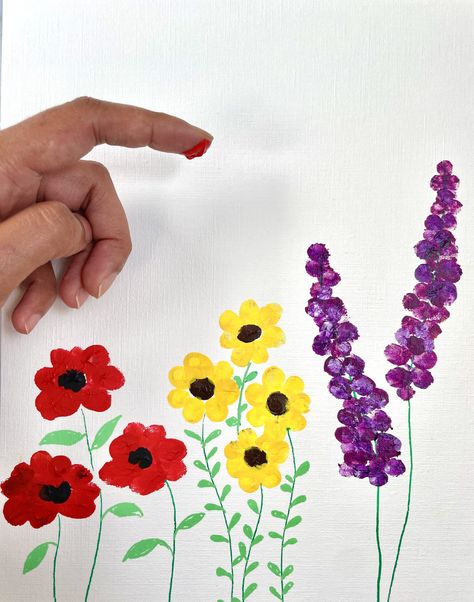 Best Acrylic Flower Painting Techniques for Beginners | Feeling Nifty Learn Acrylic Painting, Q Tip Painting, Acrylic Flower Painting, Fingerprint Art, Easy Flower Painting, Finger Art, Desain Quilling, Finger Paint, Art Journal Cover