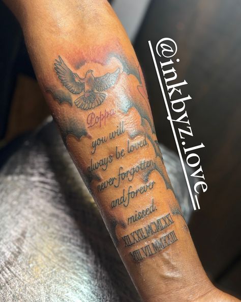 Lower Sleeve Wrap Around Memorial Tattoo 🌹 ❌ No Neck Tattoos 📍 New Ink Tattoo Shop #newink #shreveporttattooartist #bossiertattooartist #femaletattooartist #art #sleeve #lowerarm Female Tattoo Artists, Neck Tattoos, Memorial Tattoo, Neck Tattoo, Tattoo Shop, Ink Tattoo, Wrap Around, Tattoo Artists, Tattoos