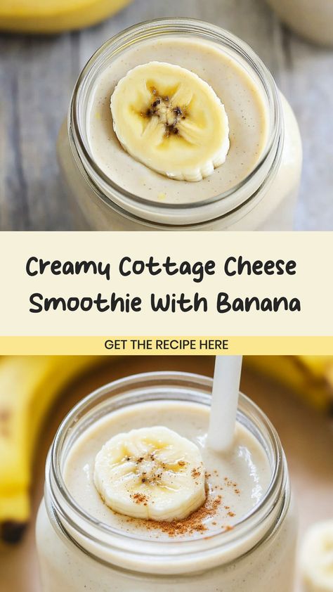 Discover a nutritious and delicious way to start your day with this creamy cottage cheese smoothie with banana recipe. Packed with protein, vitamins, and fiber, this breakfast option will keep you energized and satisfied until lunchtime. Easy to make and perfect for those busy mornings when you need a quick but wholesome meal. Give it a try for a refreshing twist on your morning routine!

Ingredients
1/2 cup reduced-fat cottage cheese
1 cup ice cubes
1/2 cup skim milk
1 large banana Smoothie Cottage Cheese, Banana And Cottage Cheese Recipes, Cottage Cheese Smoothie Bowl, Cottage Cheese For Breakfast, Cottage Cheese Smoothie Recipes, Smoothie With Banana, Low Calorie Pancakes, Cottage Cheese Smoothie, Protein Cottage Cheese