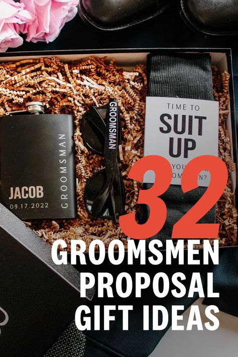 Ideas For Asking Groomsmen, Creative Ways To Ask Groomsmen, Usher Proposal Ideas Wedding, Groomsmen Invitation Ideas, Personalized Groomsmen Gifts, Groomsmen Proposal Box Ideas Diy, Ask To Be Groomsmen Ideas, Groomsman Proposal Ideas Non Alcoholic, Groomsmen Gift Boxes