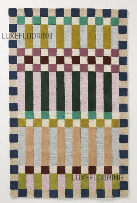 Modern Hand Tufted Rug Multi Colored Hoxton High Low Pile Rug Hand Tuft Tufted Woolen Large Area Rug 5x8 6x9 7x10 8x10 9x12 10x14 Custom Rug - Etsy Crochet Colorwork, Rug Anthropologie, Area Rug Pad, Weaving Designs, Contemporary Floor, Checkered Rug, Large Area Rug, Natural Fiber Rugs, Large Area Rugs