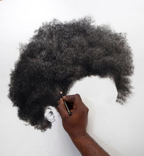 Black Hair Sketch, How To Draw Afro Hair, Drawing Black Hair, Hair With Pencil, Afro Hair Drawing, Awesome Drawing Ideas, Hyperrealistic Art, Drawings Sketches Pencil, Draw Hair