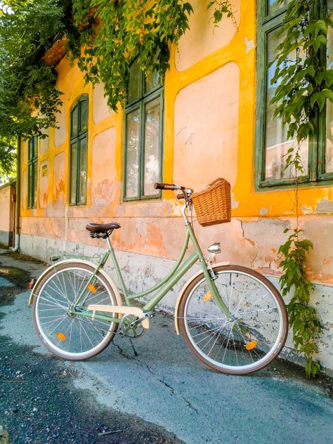 Bike Reference Photo, Vintage Bike With Basket, Retro Bycicles, Bikes With Baskets, Cute Bike Aesthetic, Vintage Bikes With Basket, Bicycle Aesthetic Vintage, City Bike Aesthetic, Vintage Bike Aesthetic